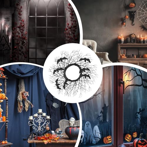 Couronne noire d'Halloween en branches pour fenêtres et murs de salon - 5
