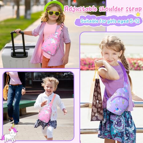 2 pcs small crossbody bag girls cute cartoon unicorn sling bag nylon shoulder coin pouch for travel hikingclassic