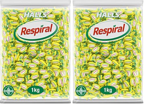 Halls Respiral - Caramelos Duros Sabor Limón y Mentol, Caramelos, Sabor Limon, 1000 Gramos (Paquete de 2)