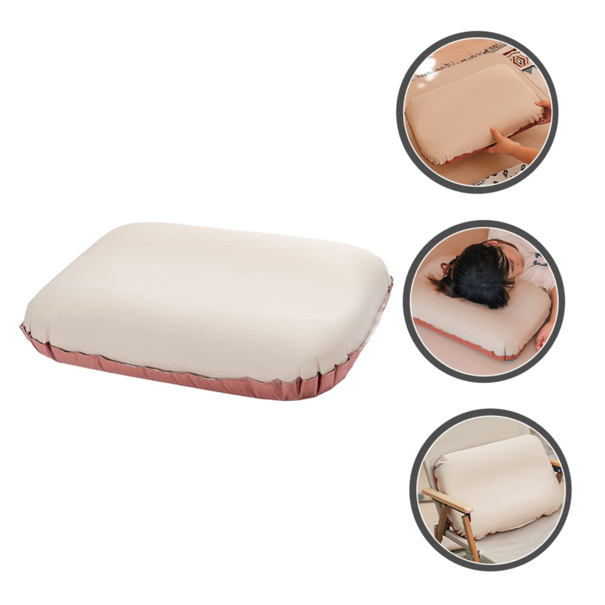 KOMBIUDA Oreiller de Voyage Gonflable Pratique, Réglable en Hauteur, Design Ergonomique, Facile à Gonfler Dégonfler, pour Maison et Vacances, Accessoire de Camping