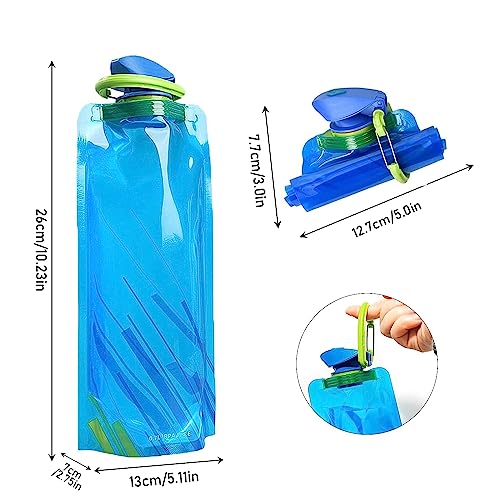 KHDULQ 4 Pcs Foldable Water Bottle, Reusable Drink Pouches Bags, Foldable Sports Bottle - Image 2