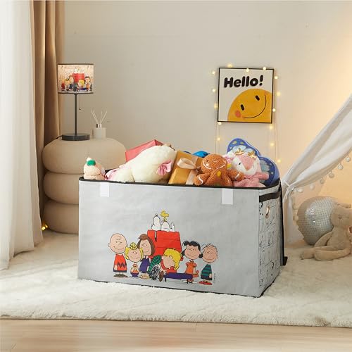 Image of Peanuts Collapsible Storage Trunk with Lid,Large Chest Organizer for Kids Bedroom, Playroom & Nursery,Durable Fabric Toy Box with Handles