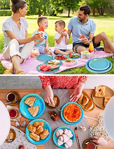 Image of Nkaiso 141Pcs Blue Gold Paper Plates and Napkins Party Supplies-20 Guests