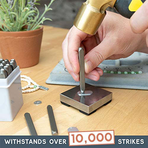 Metal Stamping Kit with Hammer and Steel Bench Block, 36 Piece Punch Set - Letter Stamps for Metal, Jewelry, Wood, Leather & More