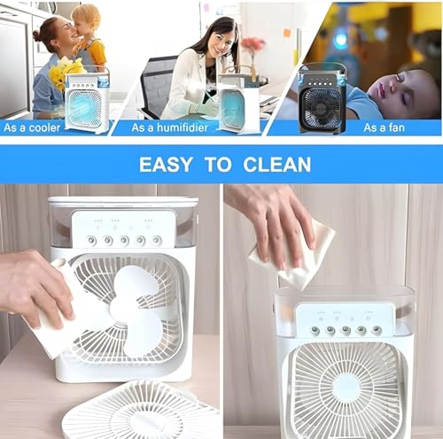 Image of USB Rechargeable Mini Air Cooler - Portable Water Cooling Fan for Home, Office, and Travel inch