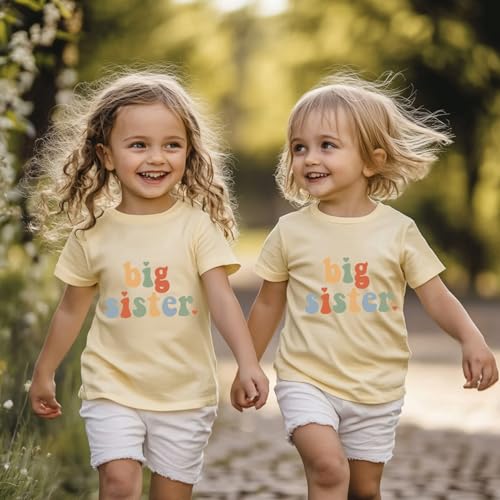 Image of Big Sister Announcement T Shirt Toddler Girls Promoted to Big Sister Tees Outfits 1-7 Years