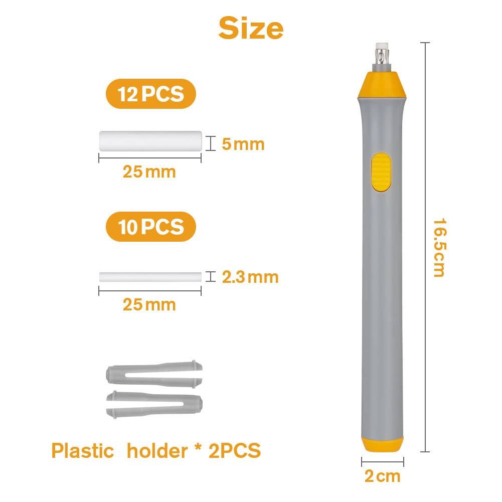OFFCUP Electric Eraser, Portable Pencil Eraser, 22pcs Refills - Automatic Rubber for Sketching/Drafting/Drawing/Graphite Pencils - Grey - Image 2