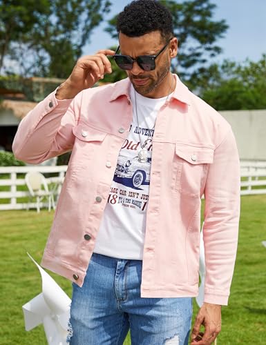 Image of Bindefon Denim Jackets for Men Trucker Jean Jacket Unlined Coats Spring Fall Outfits
