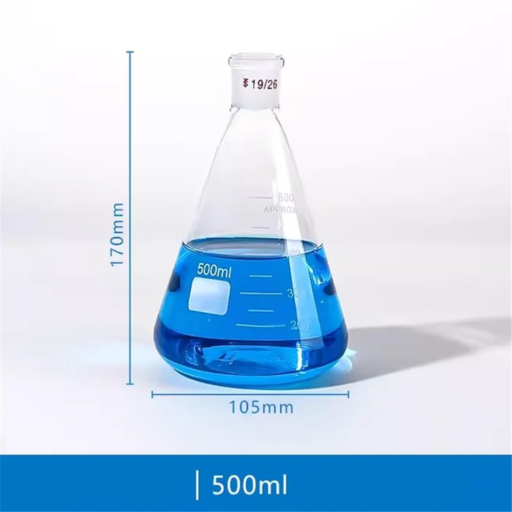 50 100 250 500ml Beuta di Erlenmeyer Bocca dritta Attrezzatura sperimentale 19/26 24/29 Resistente e riscaldabile(500ml mouth 24-29)