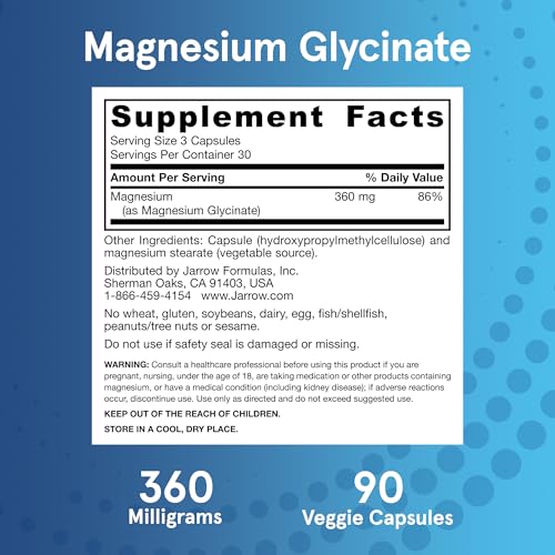 Jarrow Magnesium Glycinate, Support Relaxation & Healthy Sleep, 90 Capsules - image 5