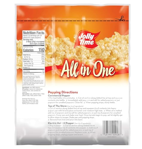 JOLLY TIME All in One Popcorn Kit, Portion Packets with Kernels, Oil and Salt for Movie Theater or Air Popper Machines (12oz Kettle) - image 2