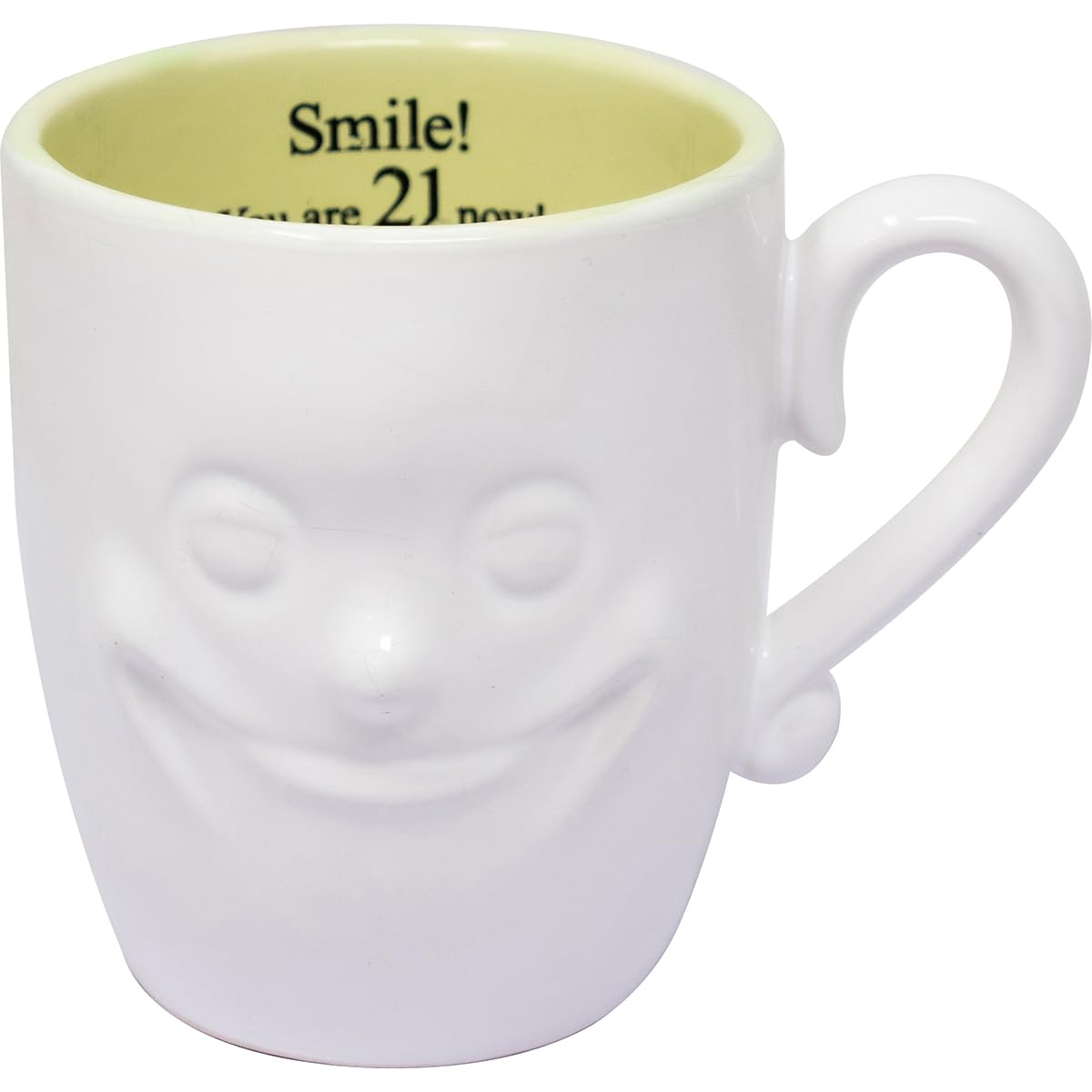 Bargains-Galore Smile! You Are 21 Now 3D Smiling Face Mug With A Special Message - Fine Ceramic, Funny, Novelty Gift Mugs | For Tea, Coffee, Hot Chocolate, Hot & Cold Drinks | Gift For Someone Special (Smile! You Are 21 Now)