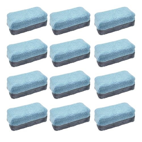 Image of 12PCS Ceramic Coating Applicator Sponge, 4.13'' x 1.84'' Microfiber Car Detailing Applicator Pad, Rectangular Car Foam Cleaning Pad, Auto Polishing Pad for Wax, Paint, Sealant (Blue)