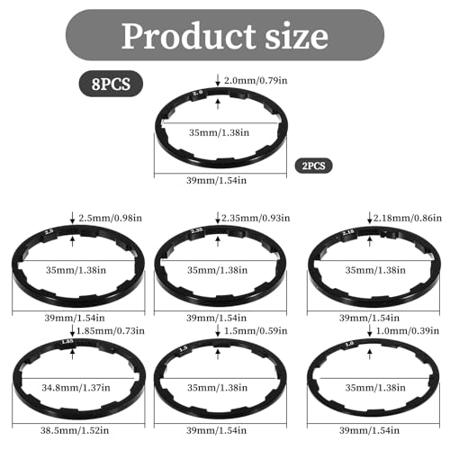 image for Gtziqa 8 Pcs Headset Spacers for Bike Cassette, Bicycle Bottom Bracket