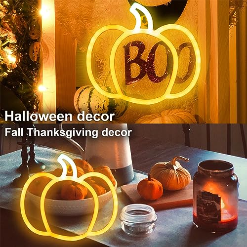 Guirlande néon citrouille Halloween orange et vert avec option piles ou USB - 7