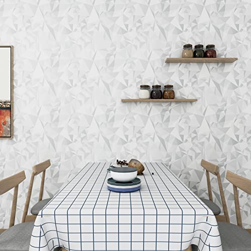 Wallink Grey White Diamond Modern Geometric Wallpaper Peel And Stick Unique Triangle Pattern Vinyl Contact Paper White For Accent Walls Self Adhesive Removable Wall Murals Home Decorative 17.5"X120" #TOP5