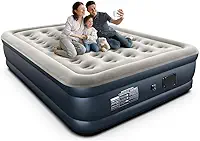 Trailabo Colchão Inflável Queen Size 205 * 155 * 36 CM com Bomba de Ar Elétrica Integrada, Infiação e Deflação Rápidas e Automáticas, Recarregável, para Famílias e Camping - Azul Marinho