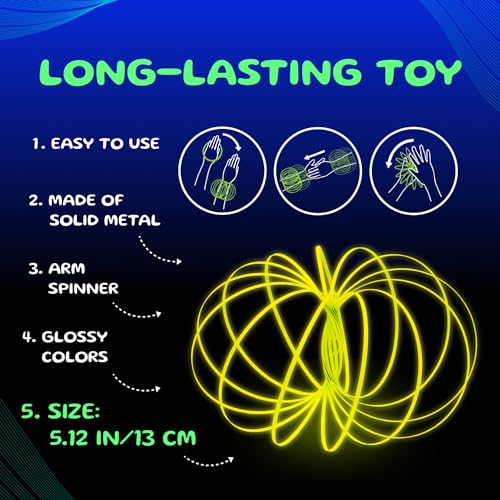 mozi glozi geometric magic flow bracelet - easy to use - 3d bracelet spiral toy glowing spinning bracelet spiral for children and adults yellow