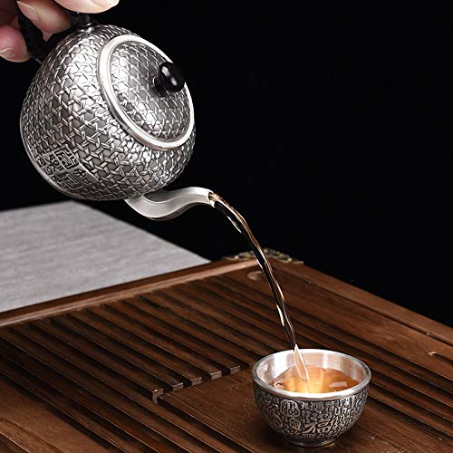 No-Branded Teiera d'Argento hkrstssxj Pure Silver Silver Teapot Home Teakettle Vecchia Cerimonia Teiera Set di Acqua… - immagine 6
