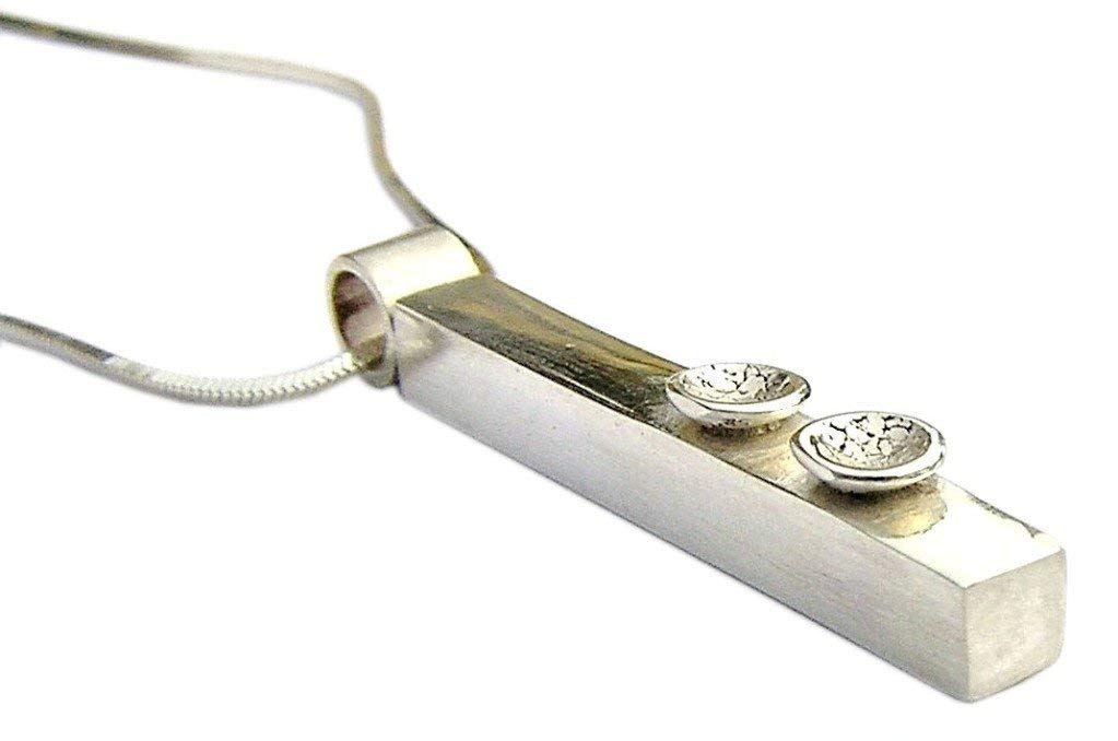 Handmade Silver 925 Sterling Bar Necklace with Patterned Discs - Lesley H Phillips