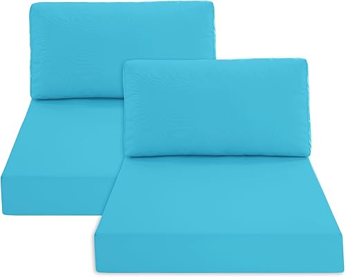 Cojines para sillas de exterior para muebles de patio con funda desmontable impermeable, cojín de repuesto para sofá de asiento profundo y juego de