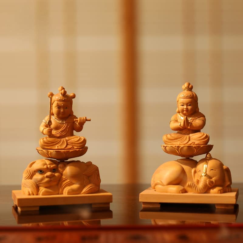 Amazon｜仏像 可愛い【 普賢菩薩 】桧木製高級木彫り 仏像