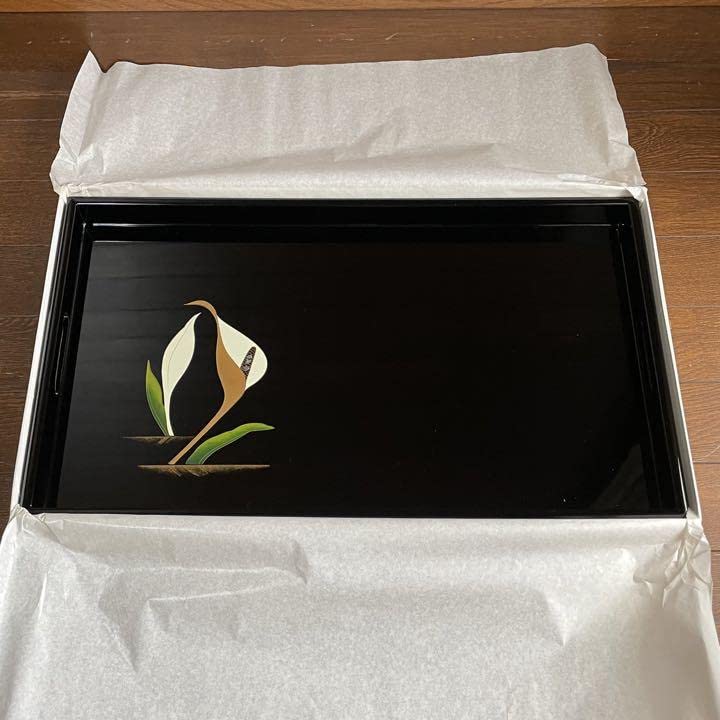 会津塗り 会津漆器 長手盆 長角盆 トレイ 黒塗り Amazon.co.jp: 会津塗り 会津漆器 長手盆 長角盆 トレイ 黒塗り 水芭蕉