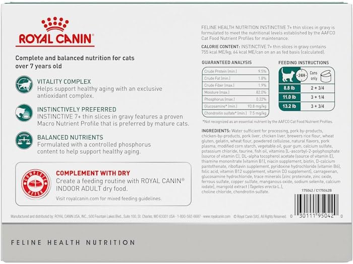 ROYAL CANIN Feline Health Nutrition Instinctive 7+ Mature Thin Slices in Gravy Cat Food, 3 oz., Count of 12