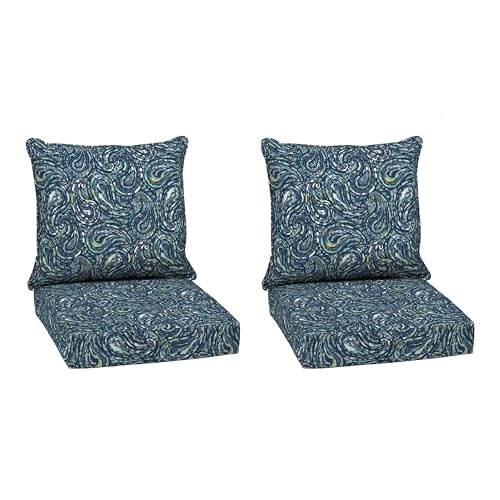 Image of Arden earthFIBER Outdoor Deep Seat Cushion Set, 2-Pack, 24 in x 24 in, Weather-Proof, Rain-Proof, Fade Resistant Patio Cushion for Chair, Sofa, and Couch Denim Alair
