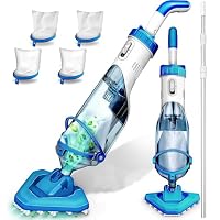LANCHEZ Cordless Rechargeable Handheld Pool Vacuum with Telescopic Pole, 18 GPM Powerful Suction, 60-Minute Runtime