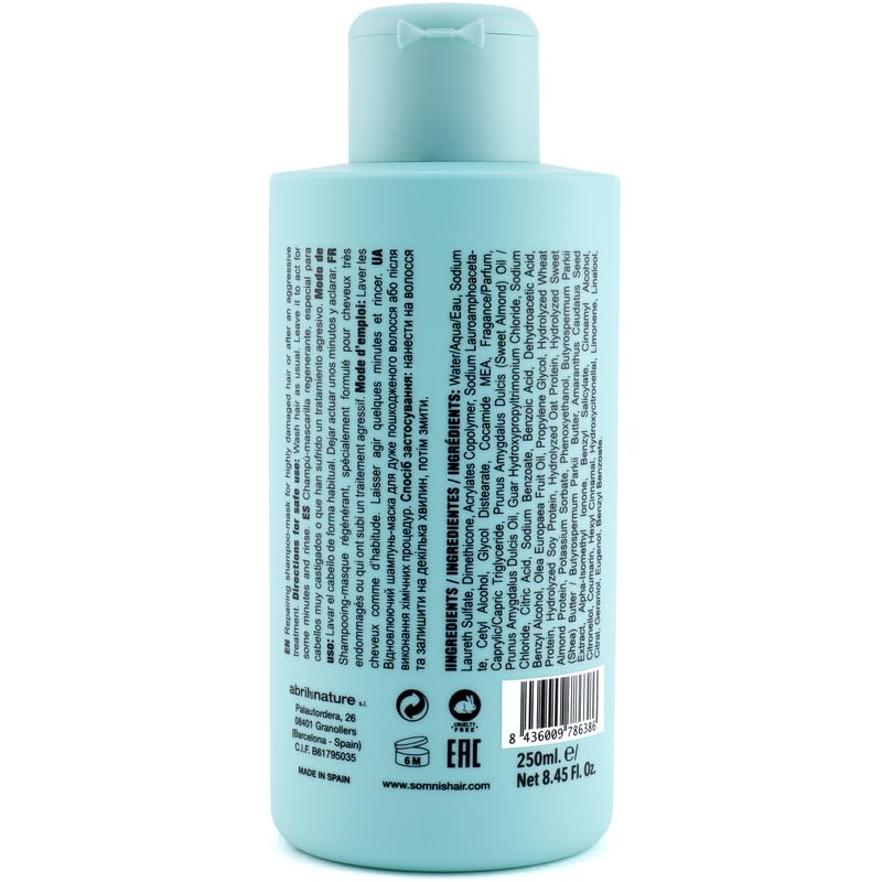 somnis&hair, 2 in 1 Shampoo and Mask for Damaged or Dry Hair, Total Repair and Anti-Breakage, Strengthens and Hydrates - Image 2
