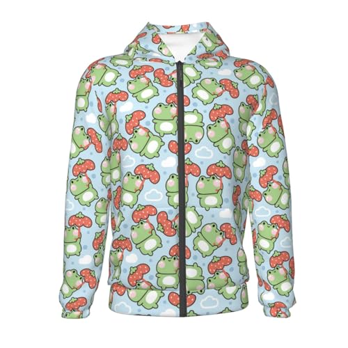 Cute Frog Strawberry Umbrella Kid Hoodies Boys Zip Up Sweatshirts Girls Pullover with Pocket2