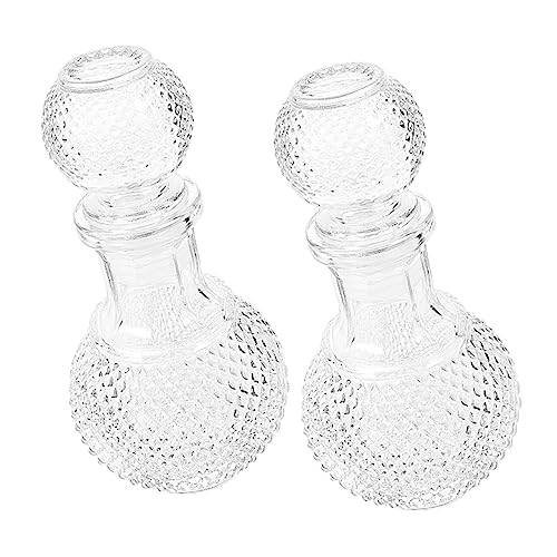 LOORGVEL 2個 透明加厚ガラス酒瓶 ウイスキーデカンター ワインデキャンタ 滑らか注ぎ口 飲料保存用 多用途リカー容器 家用実用耐久