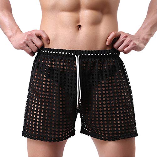 Men's Sexy Sleepwear Big mesh Hollow Men's Home Pajamas Shorts Sexy Sleep Bottom