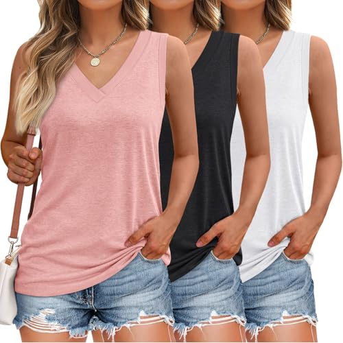 SUNBS 3 Pack Tank Top Women 2026 Sleeveless V Neck