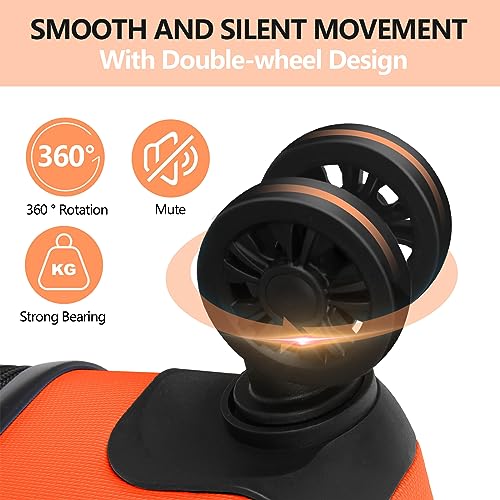 Image of AnyZip Luggage PC ABS Hardside Lightweight Suitcase with 4 Universal Wheels TSA Lock 20 24 28 Inch, Orange, 20 inch Carry-On, Spinner Wheels