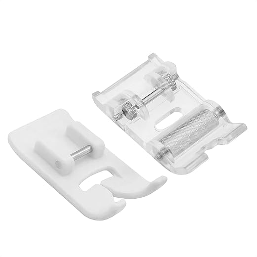 TISEKER 2 Pieces Roller and Non-Stick Zigzag Teflon Sewing Machine Presser Foot - Fits for All Low Shank Snap-On Singer, Brother, Babylock, Janome, Simplicity, Etc Sewing Machine