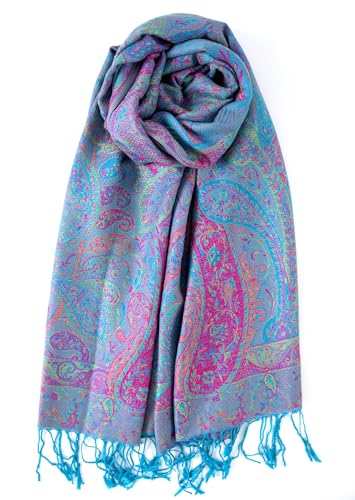 Achillea Soft Silky Reversible Paisley Pashmina Shawl Wrap Scarf w/Fringes...