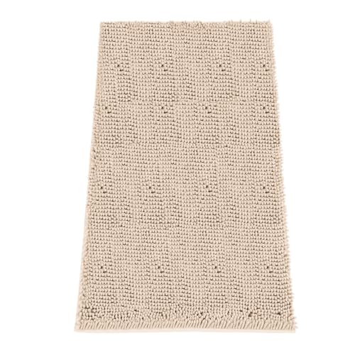 Image of Absorbent Dog Door Mat for Muddy Paws, 72 inch x 36 inch Chenille Indoor Mats for Entryway, Trap Dirt Front Door Mat Indoor Entrance Washable Non Slip Soft Beige