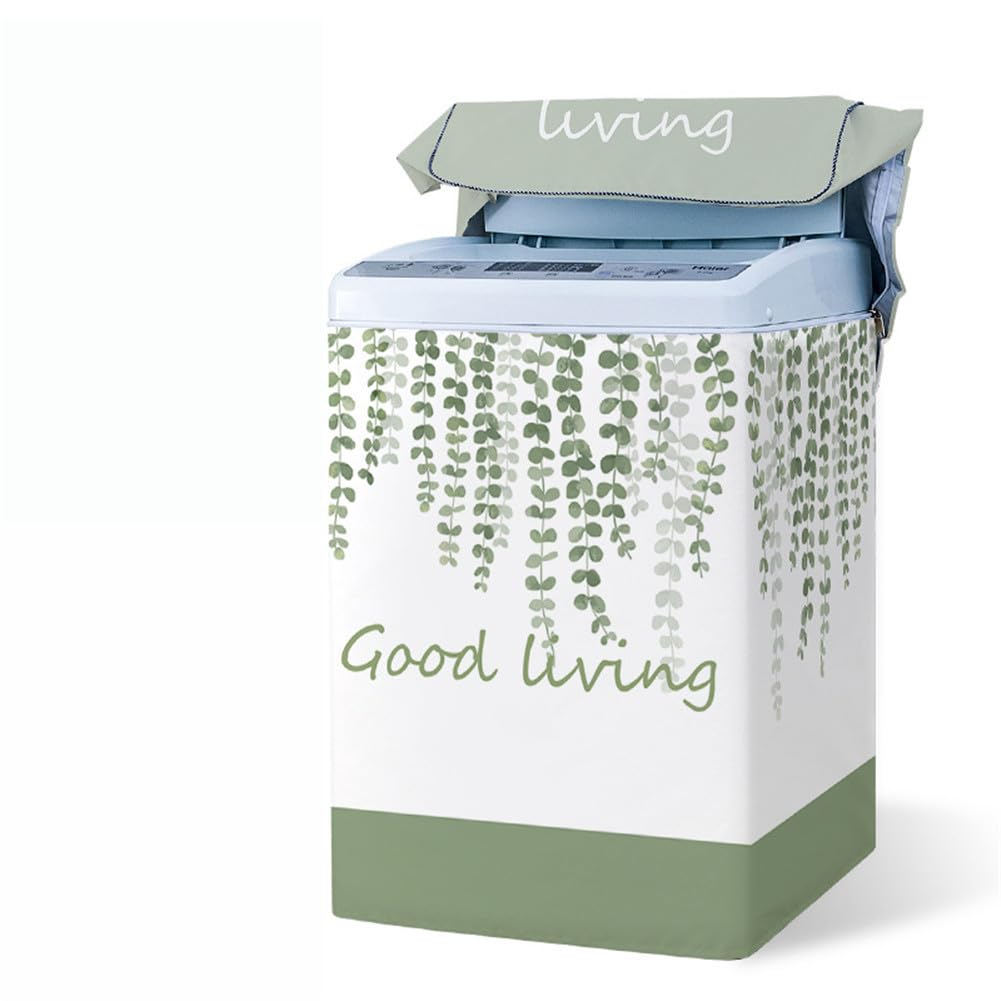 Odot Top Loading Washing Machine Cover, Washing Machine Outdoor Waterproof Protective with Zipper for Washing Machine Cover and Top Load Dryer (S,Good Life)