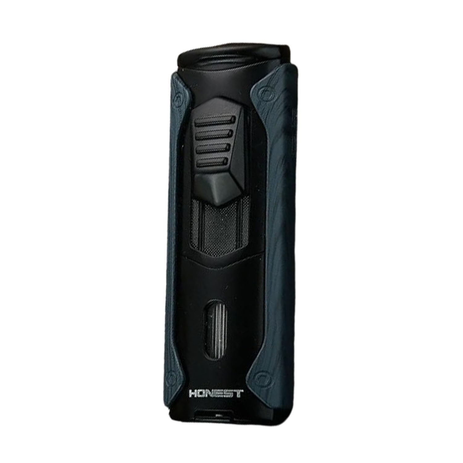 Encendedor Antorcha con 4 Llamas Tipo Soplete Mechero de Cigarros Recargable Butano a Prueba de Viento con Ventana Visible Perforador de Cigarros para Hombres (sin Gas)