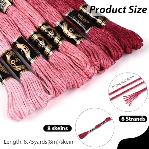 Image of 8 Skeins 70 Yards 6 Ply Cross Stitch Floss Colorful Gradient Polyester Embroidery Threads Variegated Friendship Bracelet String Yarn Bulk for Sewing Making Jewelry Needlecraft Knitting DIY