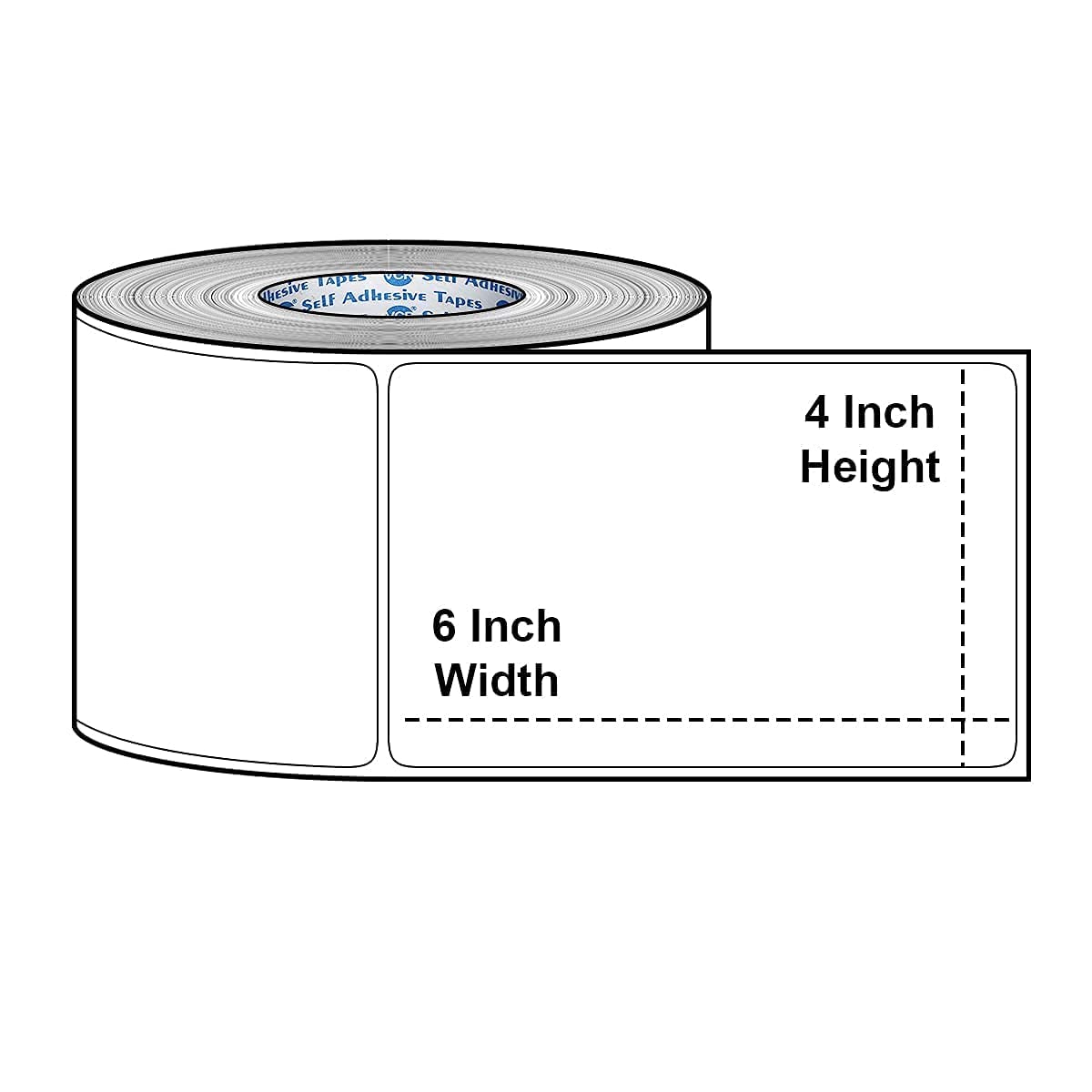 Konquer TimeS Direct Thermal Barcode Labels Stickers, 400 Labels in Roll, 100 x 150 mm, 4"x6" Sticker Roll Compatible with TSC, Zebra, X-Printer and More (Pack of 6)