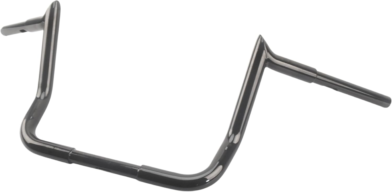 12" Rise 1-1/4" Meathook Bagger Handlebar Ape Hanger for Harley Touring Electra Glide & Street Glide with Batwing Fairing 1986-Later - Gloss Black