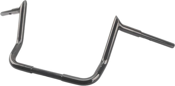 12" Rise 1-1/4" Meathook Bagger Handlebar Ape Hanger for Harley Touring Electra Glide & Street Glide with Batwing Fairing 1986-Later - Gloss Black
