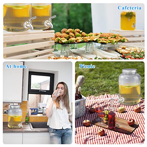 Miniatura 7 de Berglander Dispensador De Bebidas De Vidrio, Refrigerador, 4l Con Grifo Impermeable De Acero Inoxidable, Dispensador De Jugo Bbq, Picnics, Fiestas En La Piscina Y Eventos Sociales Transparente