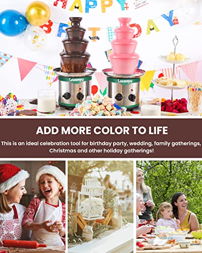 Huanyu Chocolate Fountain 4 Tier Hot Chocolate Fondue Fountain Machine Stainless Steel 18Inch Melting Tower 3Lbs Capacity For Chocolate Candy, Ranch, Nacho Cheese, Baby Shower, Birthday Celebration #TOP6