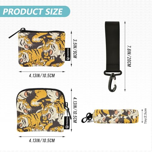 Tigers French Art Women's Wallets Card Cases Minimalist Money Organizers with Zipper Pocket for Ladies 2 Packs monedero y tarjetero para Mujer4