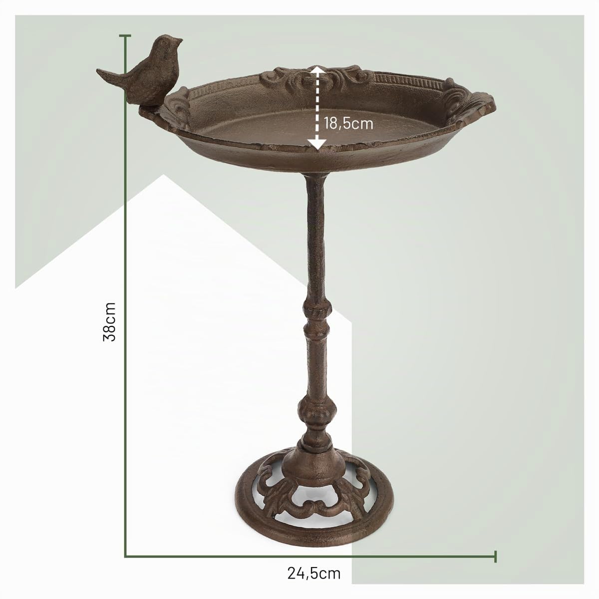 wildlife home Abreuvoir pour oiseaux debout avec pied I Distributeur de nourriture pour oiseaux en fonte résistant au gel pour jardin et balcon I Bain d'oiseaux I Mangeoire pour oiseaux sauvages