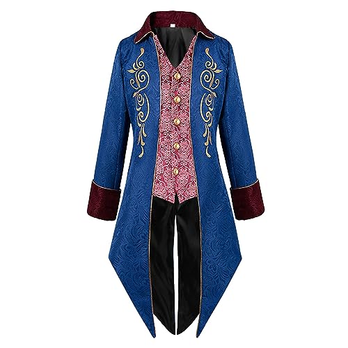 Manteau médiéval homme style punk rétro mi-long parfait pour Halloween